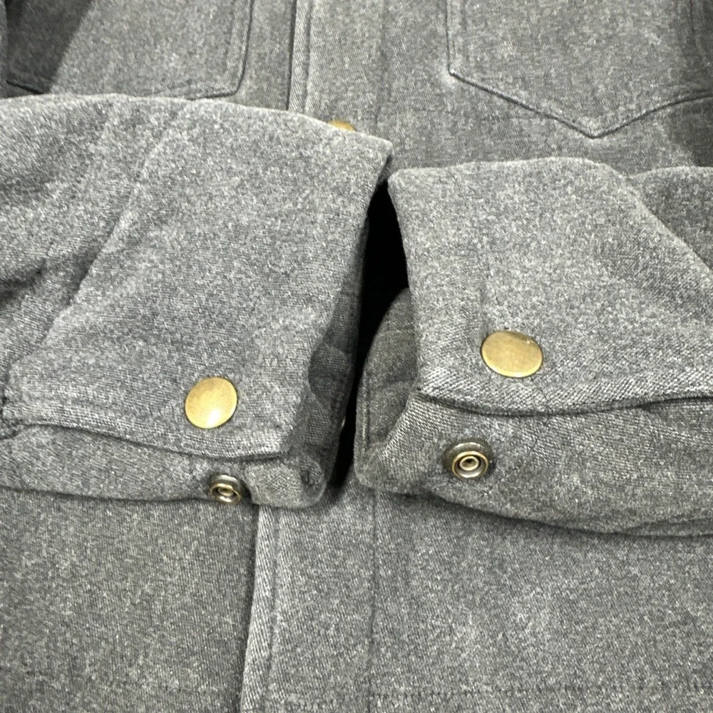 Billy Reid Quilted Chore Jacket Brass Snap Buttons Grey Men's Large(Fit Medium)